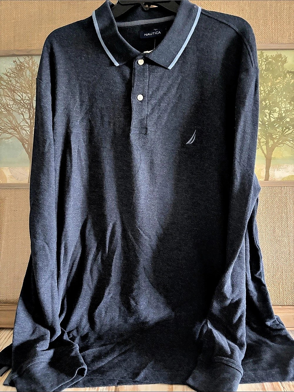 Nautica Long Sleeve Polo in Black Like New